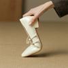 Fashion New Split Leather Mary Jane Shoes for Women LEISURE Buckle Shallow Pumps Square Toe Chunky Heel Shoes Woman Zapatos De Mujer