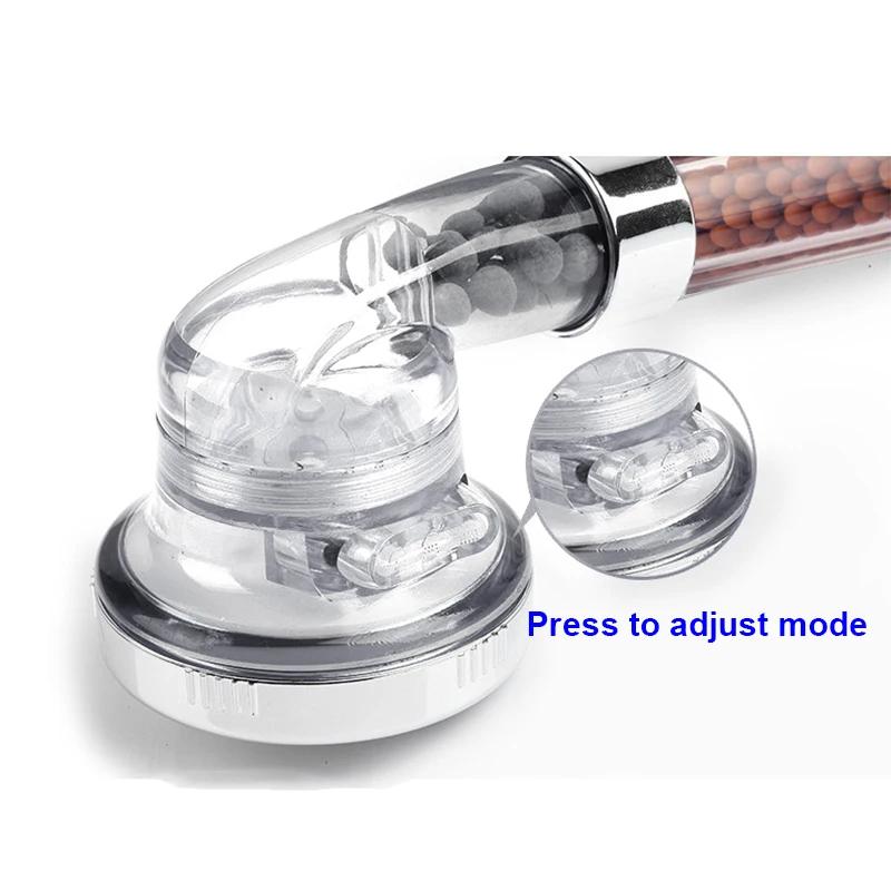 Насадка для душа для ванной комнаты, 3 режима, регулируемая кнопка остановки воды с шариком анионного фильтра, насадка высокого давления, сменная панель