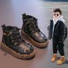 Boys' Martin Boots 2025 Autumn/winter New British-style Booties with Fleece and Thickened Cotton Shoes, Children's Leather Boots