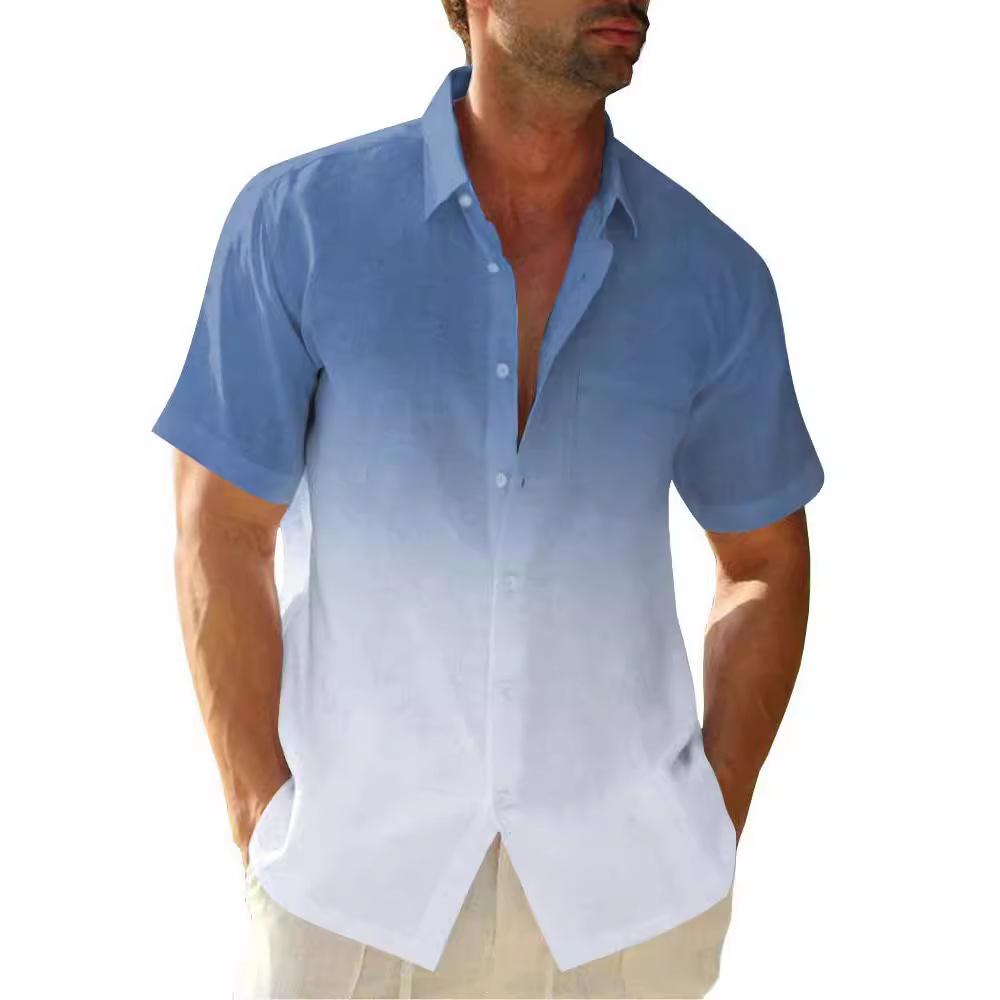 Повседневные мужские рубашки Летняя одежда Градиентная графика Одежда для отдыха на море Большие топы с коротким рукавом для мужчин Рубашки
