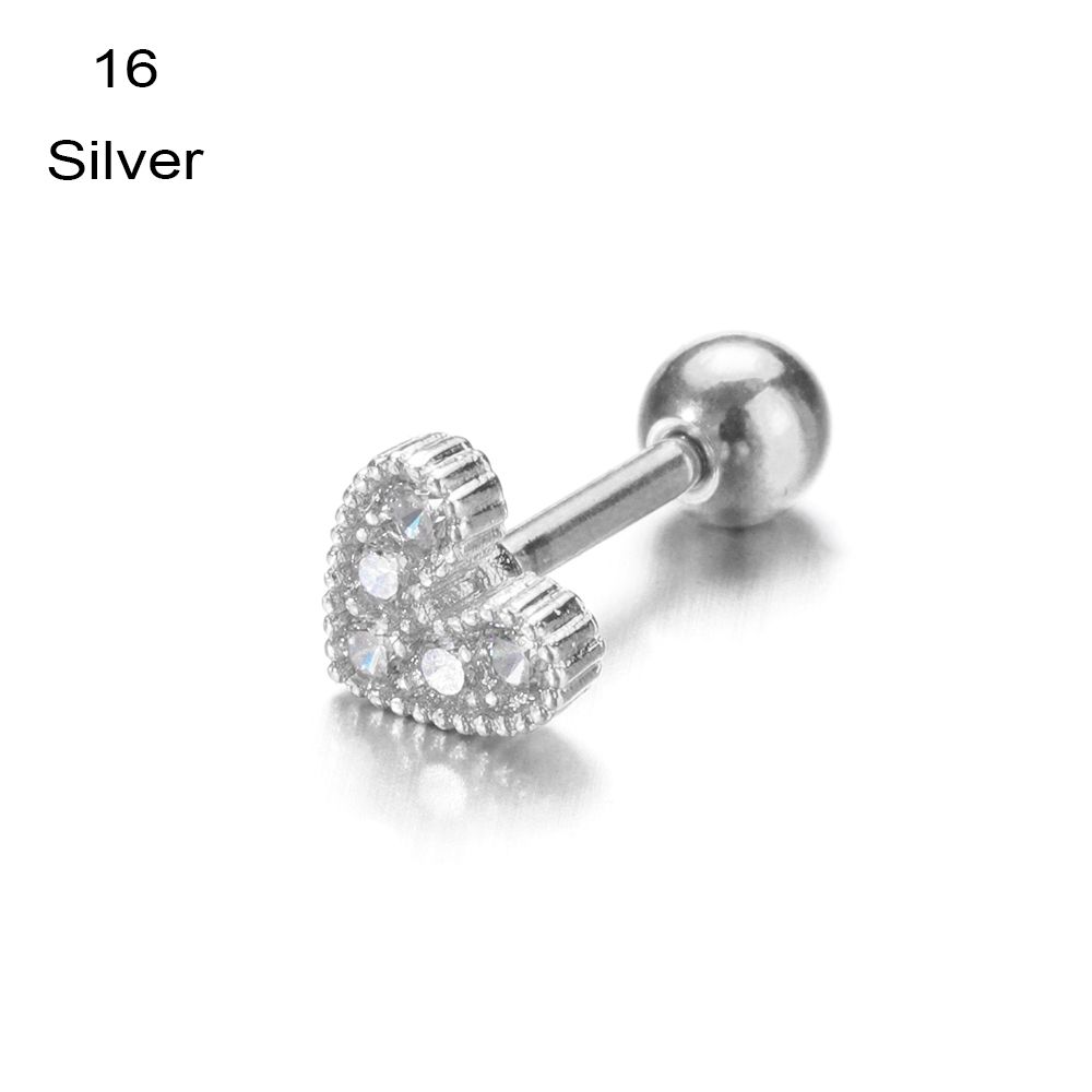 Helix Tragus  Star Moon Heart  Silver Gold Color Body Jewelry Stud Earrings CZ Ear Piercing