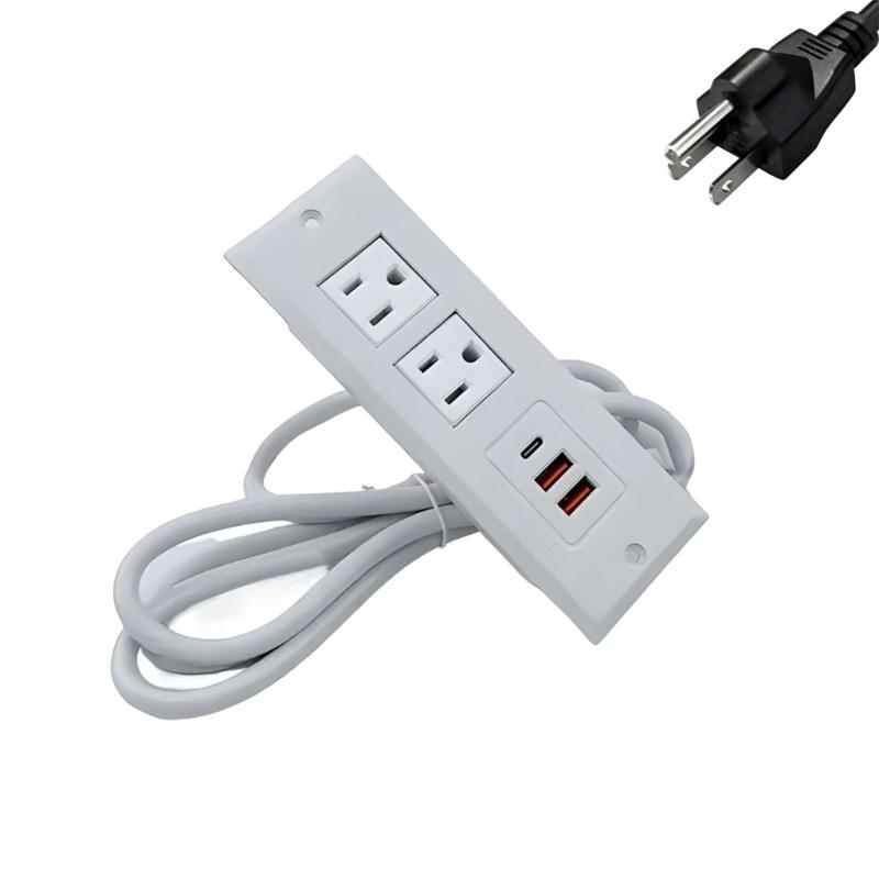 Desktop Embedded Outlet Featuring Easy Access 2 110V Socket Double USB 1Type C Port 110V Charging Solution