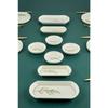 Botanical Green Camellia Leaf Patterned Luxury Ceramic 14 Piece Breakfast Set For 6 Persons