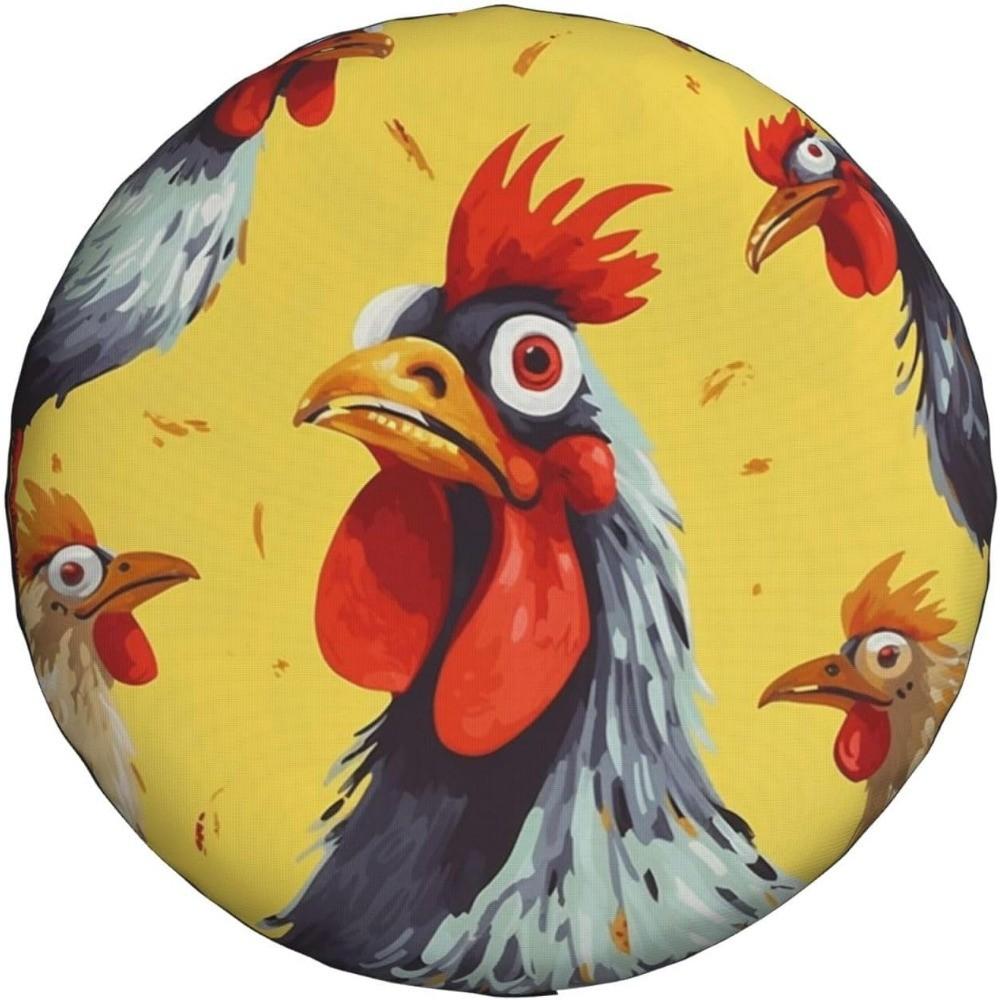 Funny Rooster Spare Tire Cover Waterproof Dustproof Polyester Vehicle Decoration for SUV Truck