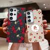 Cherry Pattern Soft Tpu Case for Samsung S25 S24 Fe S23 Ultra S22 S21 A16 A15 A55 A56 A35 A36 A25 Shockproof Slim Leather Texture Case Cover