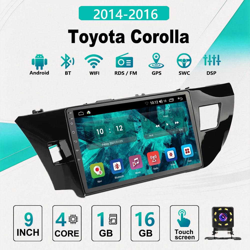 2Din Android Car-Play Car Radio,Toyota Corolla 2014-2016,Multimedia Player Head Unit Stereo GPS Navigation BT WIFI,1+16GB