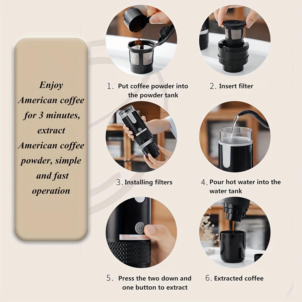 Портативная кофемашина с зарядной станцией, небольшая беспроводная автоматическая кофемолка, для путешествий на открытом воздухе, экстракционная кофемашина для помола эспрессо