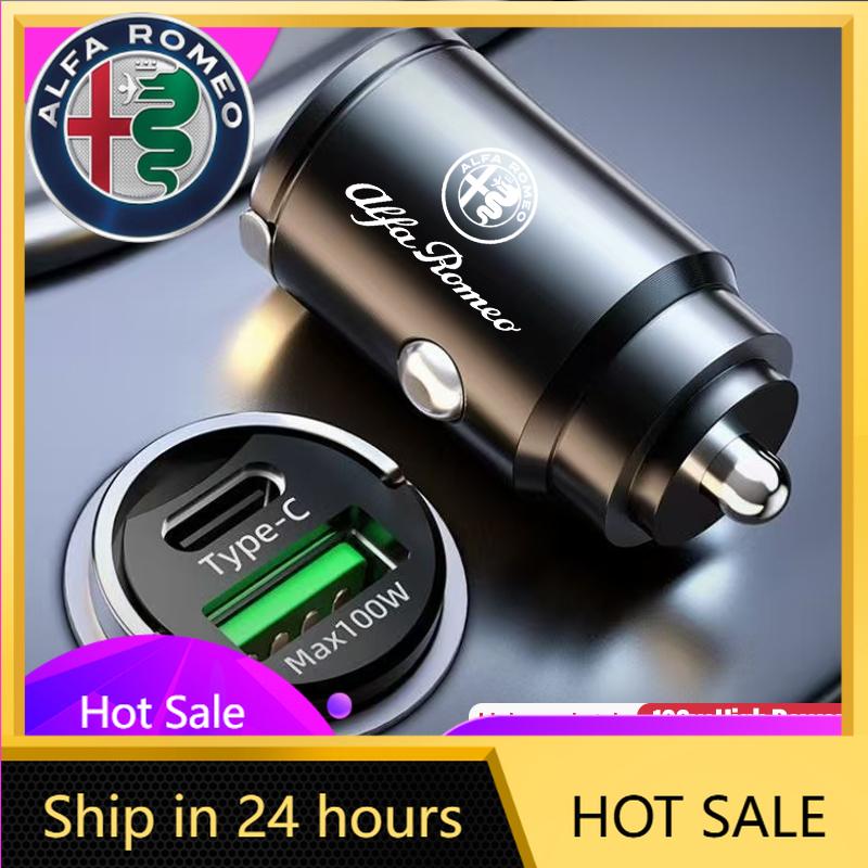 Car Stickers For Alfa Romeo Car Charger For Alfa Romeo 4C 159 166 Spider Giulia Giulietta 156 Tonale Mito USB Type-C Phone Hidde