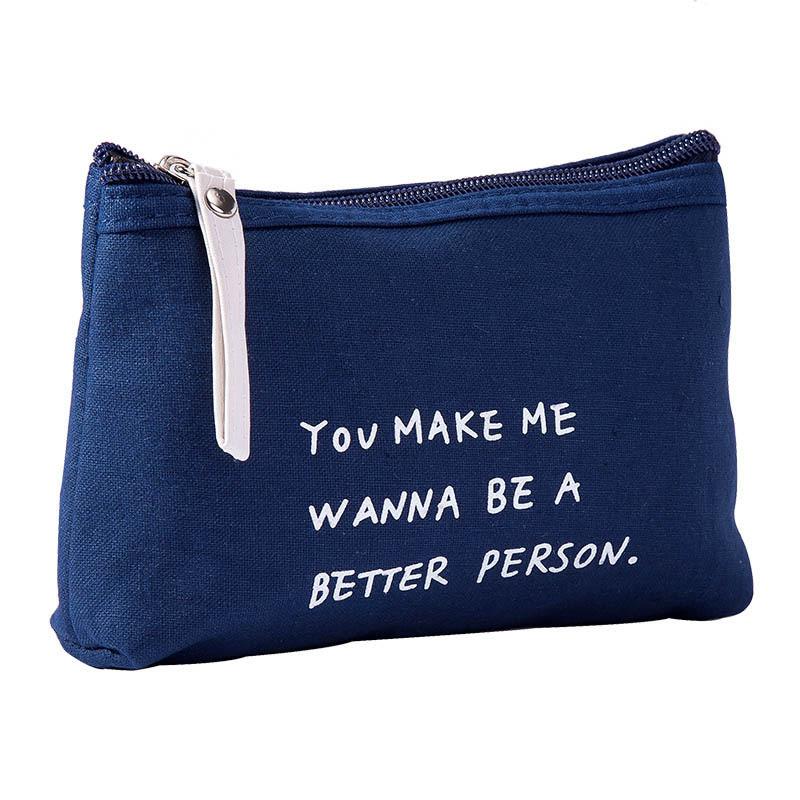 Practical Canvas Alphabet Cosmetic Bag Zipper Hand Clutch Modern Simple Wind Coin Phone Case