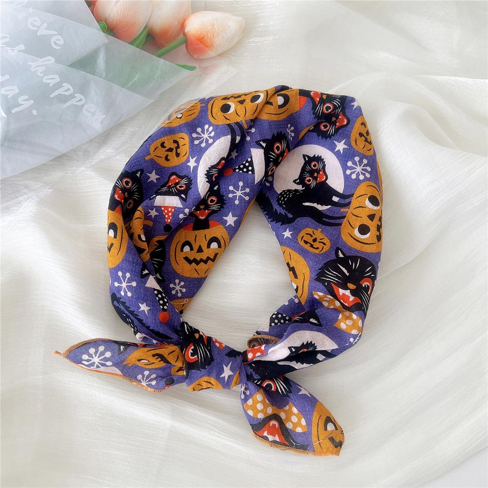 Cotton And Linen Small Square Scarf Silk Scarf Women'S Spring And Autumn New Style Artistic And Versatile Fashionable Temperament Headband Scarf