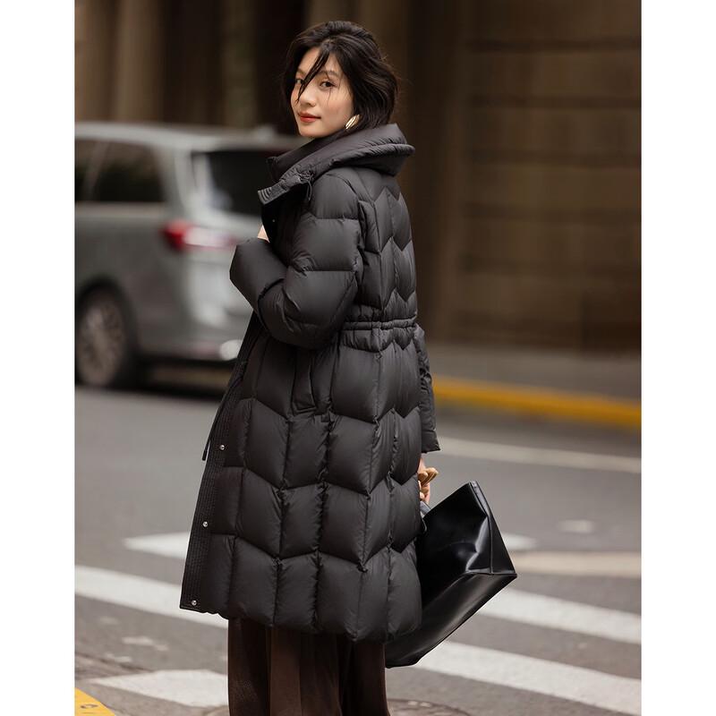 Demana Women's Faux Two-Piece Hooded 90 Duck Down Winter Jacket