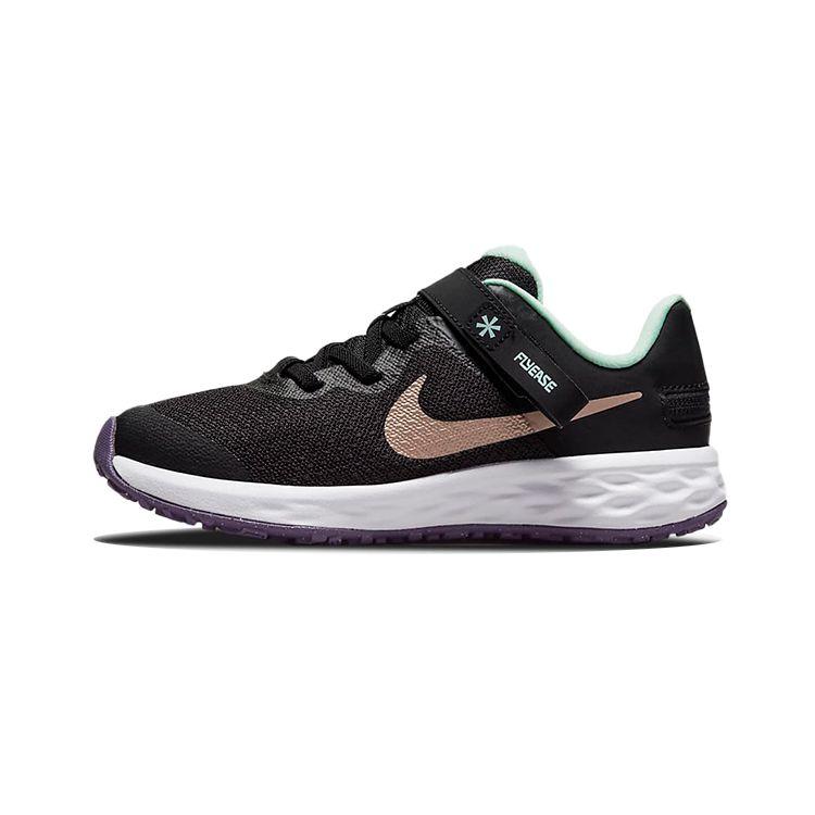 Nike Revolution 6 FlyEase PS Black Mint Foam Kids Sneakers Canyon-Purple Metallic-Red-Bronze DD1114-005