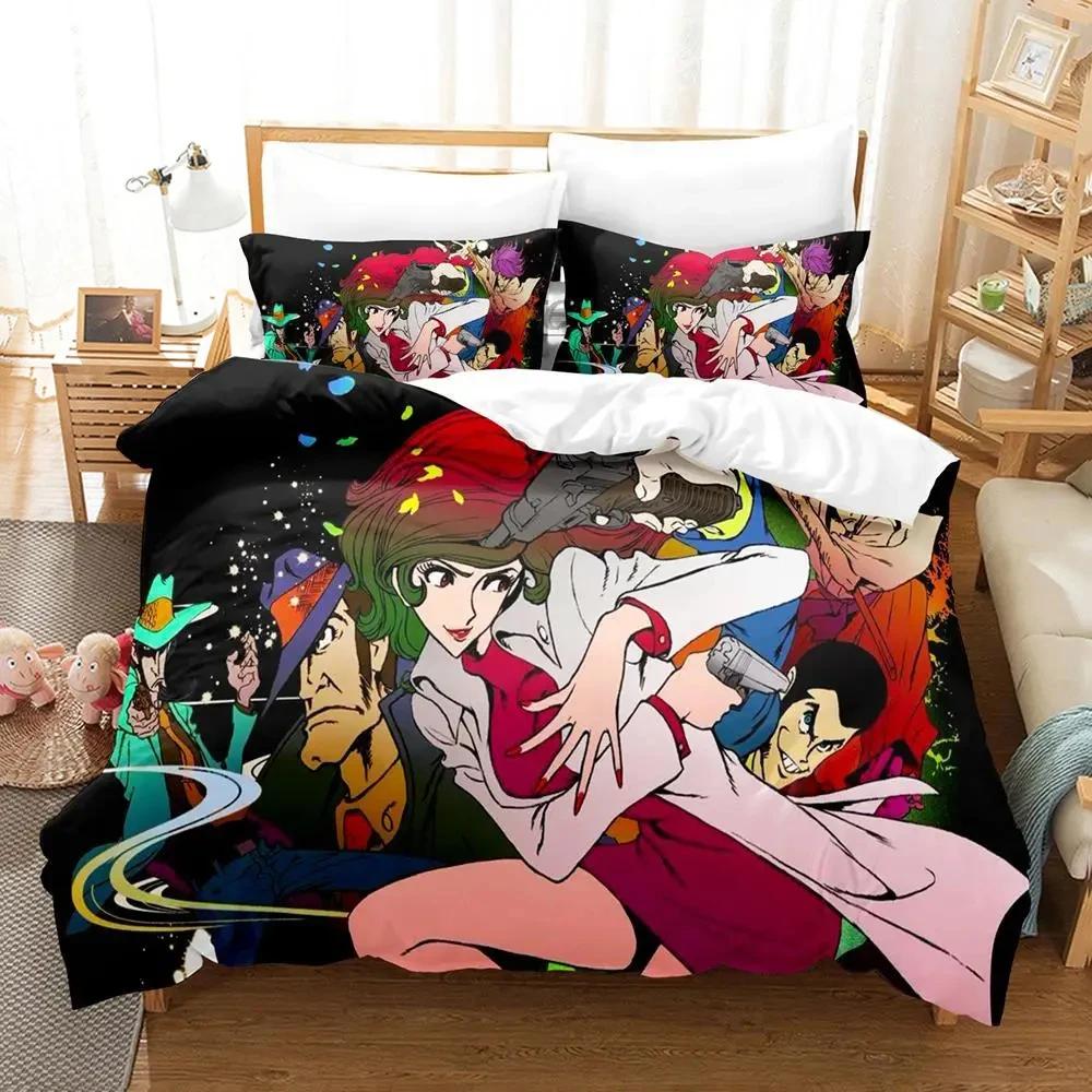 3-й, Аниме 3D-принт Lupin Комплект пододеяльника Односпальный Двуспальный Кинг-сайз Комплект постельного белья для мальчиков Пододеяльник Комплект для кровати Покрывало