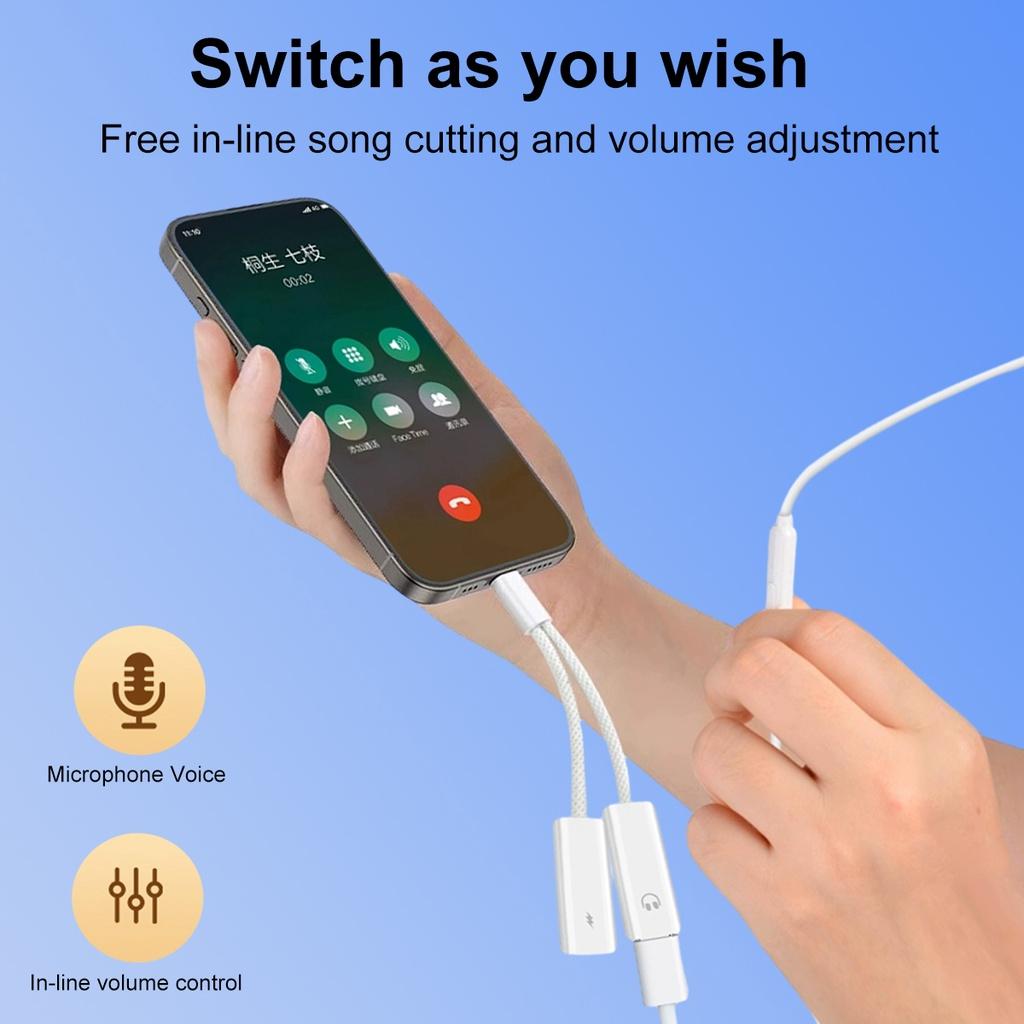 FONKEN 2 в 1 плетеный кабель-адаптер для зарядки типа C USB C в Type-C/3,5 мм/iOS конвертер для наушников подходит для телефона Iph 15 на базе Android