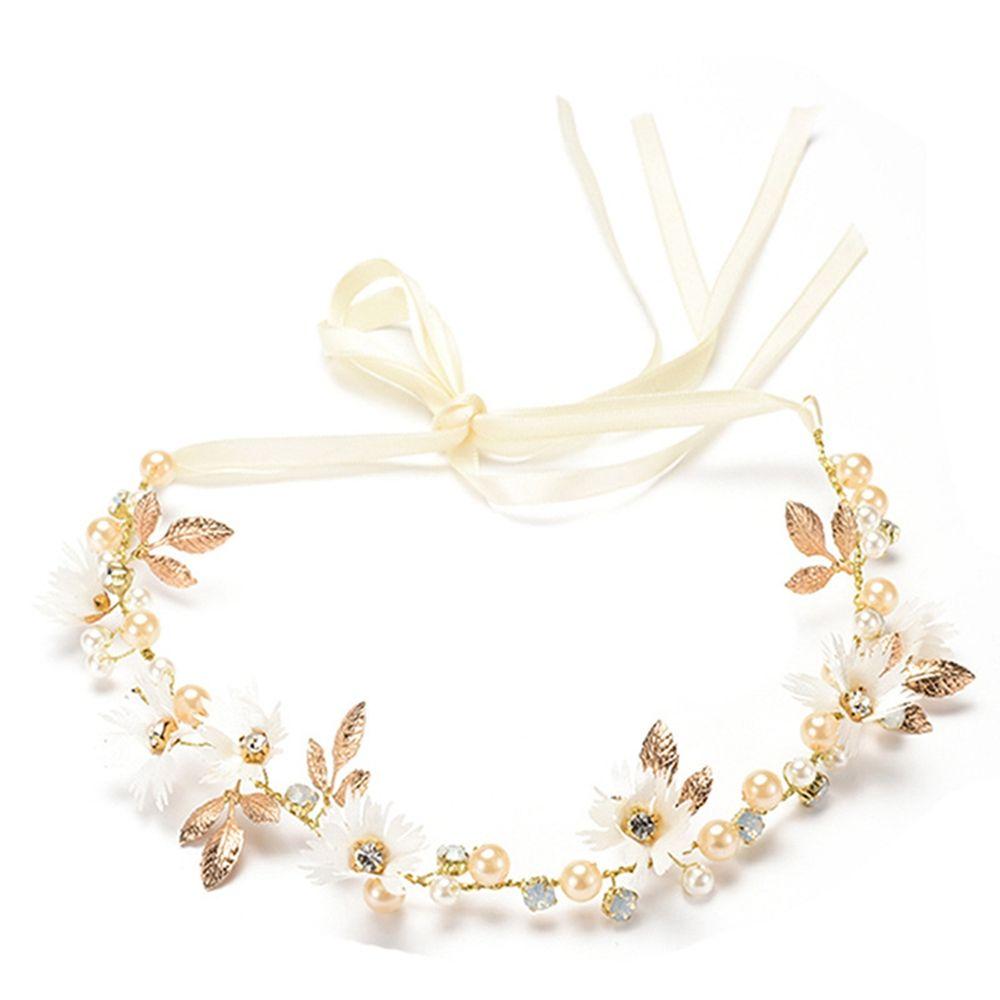 Women Floral Garland Bride Crystal Daisy Headwear Crown Headband Flower Hairband