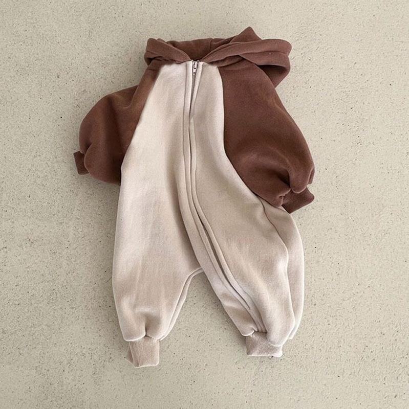 Корейский бархатный зимний детский комбинезон - унисекс флисовый наряд для ползания