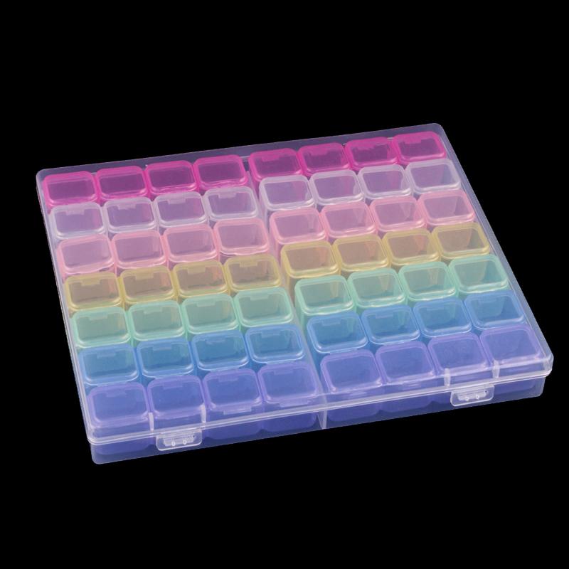 Многофункциональный органайзер, чехол на 56 ячеек, пластиковая коробка для хранения ювелирных изделий, съемные бусины для вышивки ногтей, аксессуары со стразами