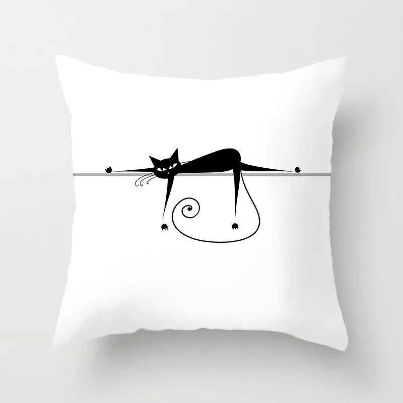 Lovely Cartoon Black Cat Cushion Cover Pillow Cover Sofa Car Home Decoration Room Decoration 45*45cm