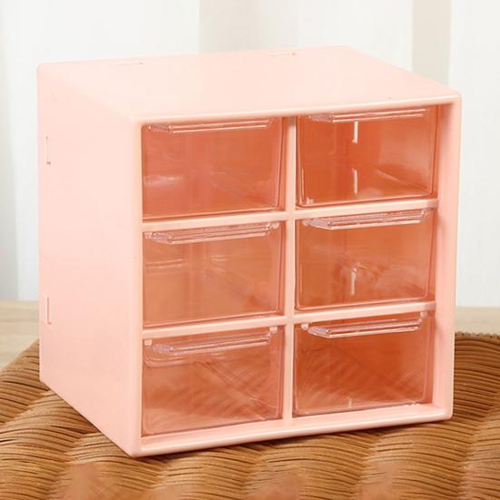 Convenient Cosmetic Storage Box Transparent And Visible Organization 3 Colors Mini Compact 6/9 Drawers Storage Container for Home