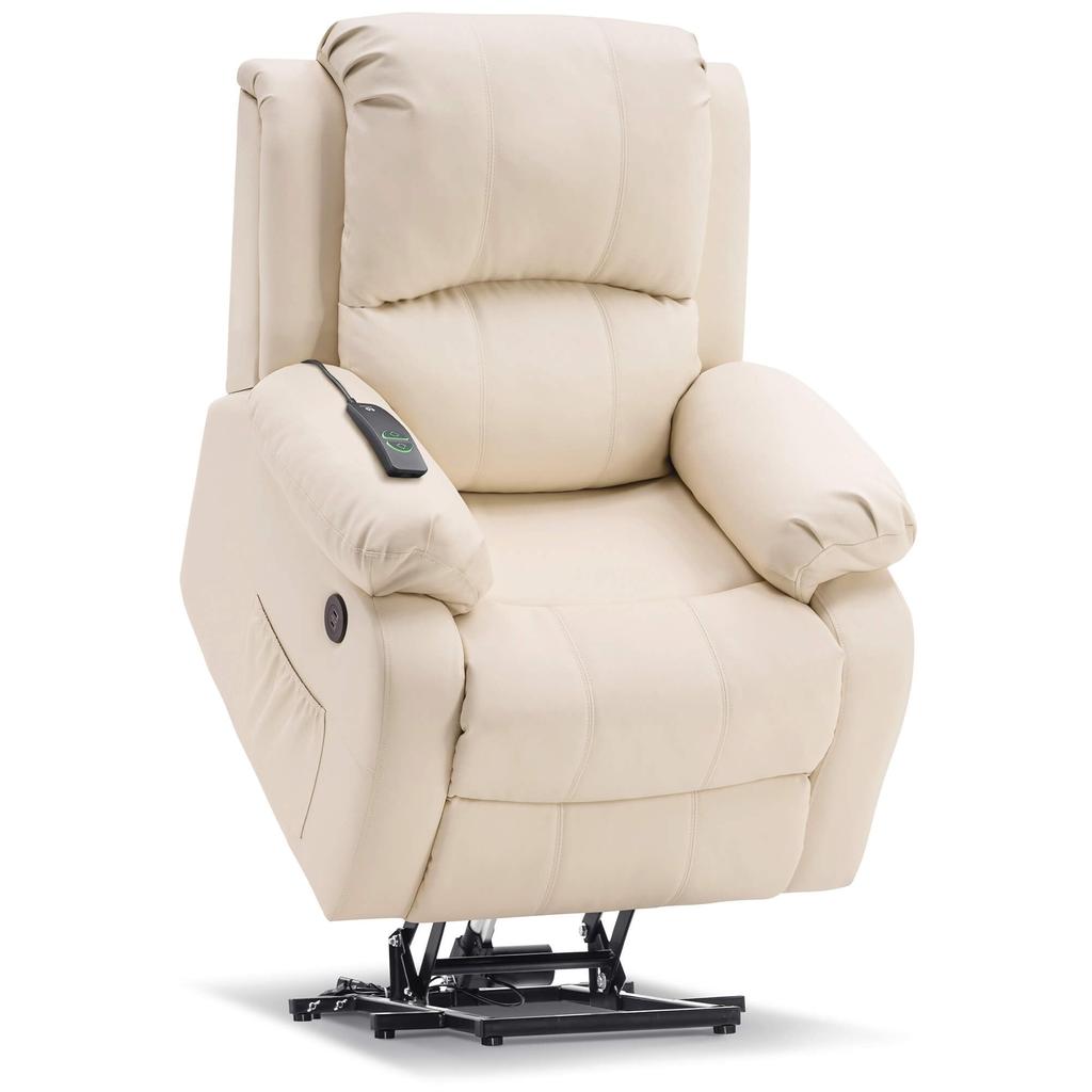 MCombo Electric Recliner Standing Single Electric Lifting Reclining 140 Degree Reclining Stepless Single Power Personal Vibration and Heating Faux