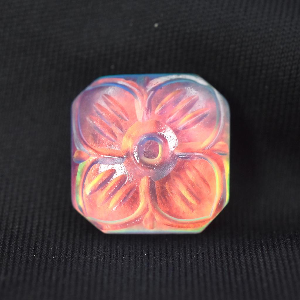 Lab-Created Opal Loose Gemstone Multi-Color 11.05 ct Square Cut October Birthday Birthstone