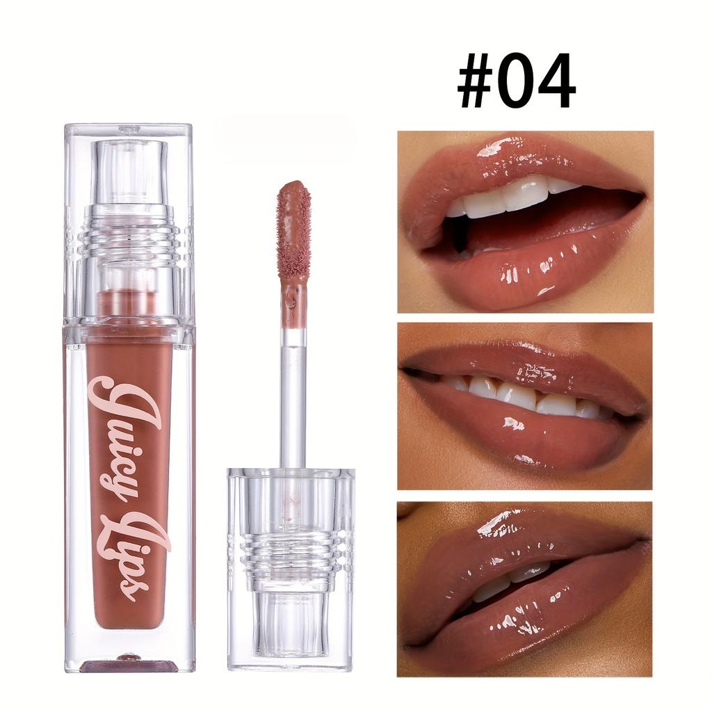 High Gloss Liquid Lip Gloss Hydrating and Moisturizing Plumping Lip Glaze  Brown Shades, Shimmer Finish Lipstick Gift