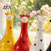Unique Home Decor Accents Cute Polka Dot Giraffe Vase, Hand-painted Resin Flower Creative Big-mouthed Whimsical Table Centerpiece Holder for