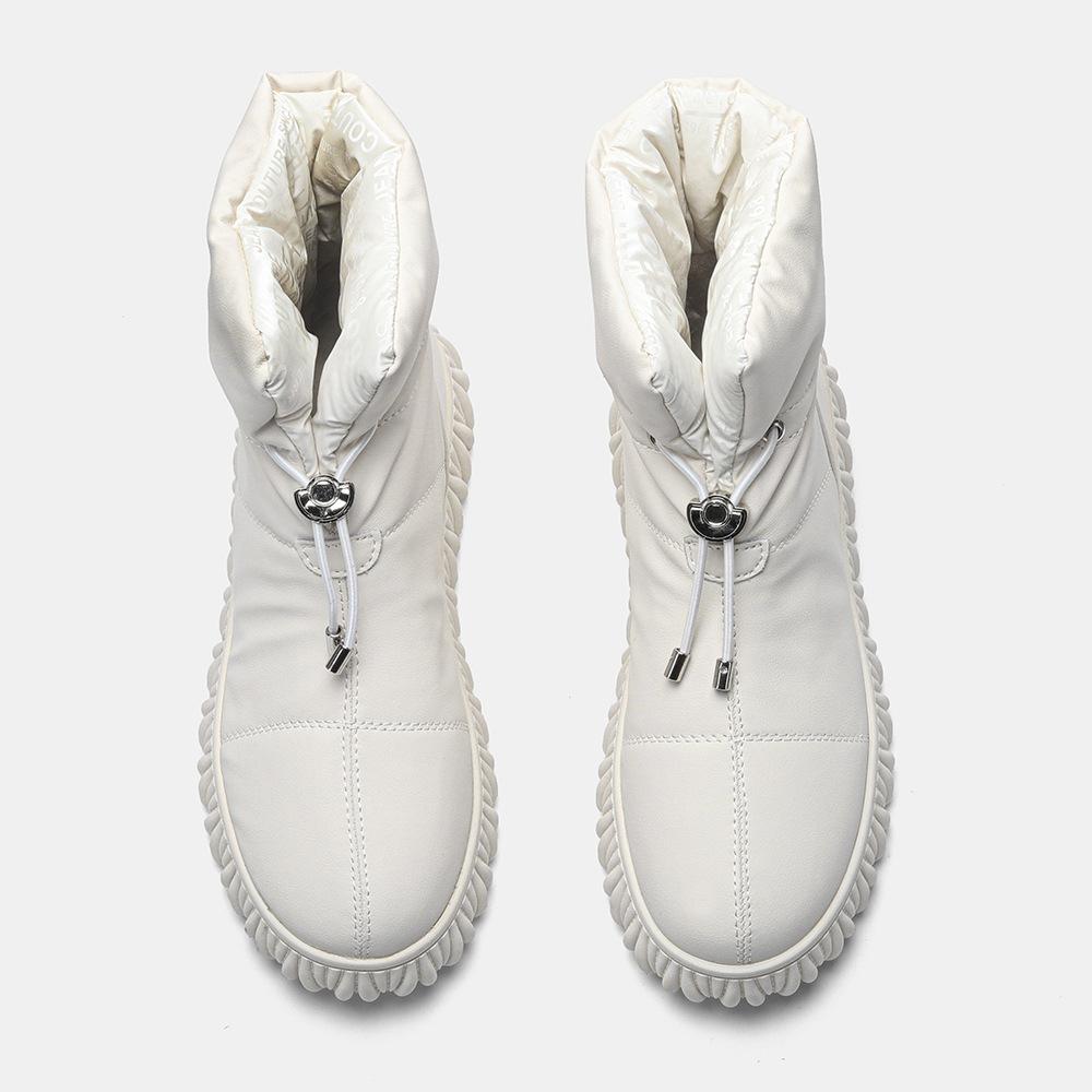 Женские зимние зимние ботинки на подкладке из искусственного меха. Уличные кожаные ботильоны на нескользящей толстой подошве. Теплые повседневные ботинки до середины икры с плюшевой подкладкой для женщин.