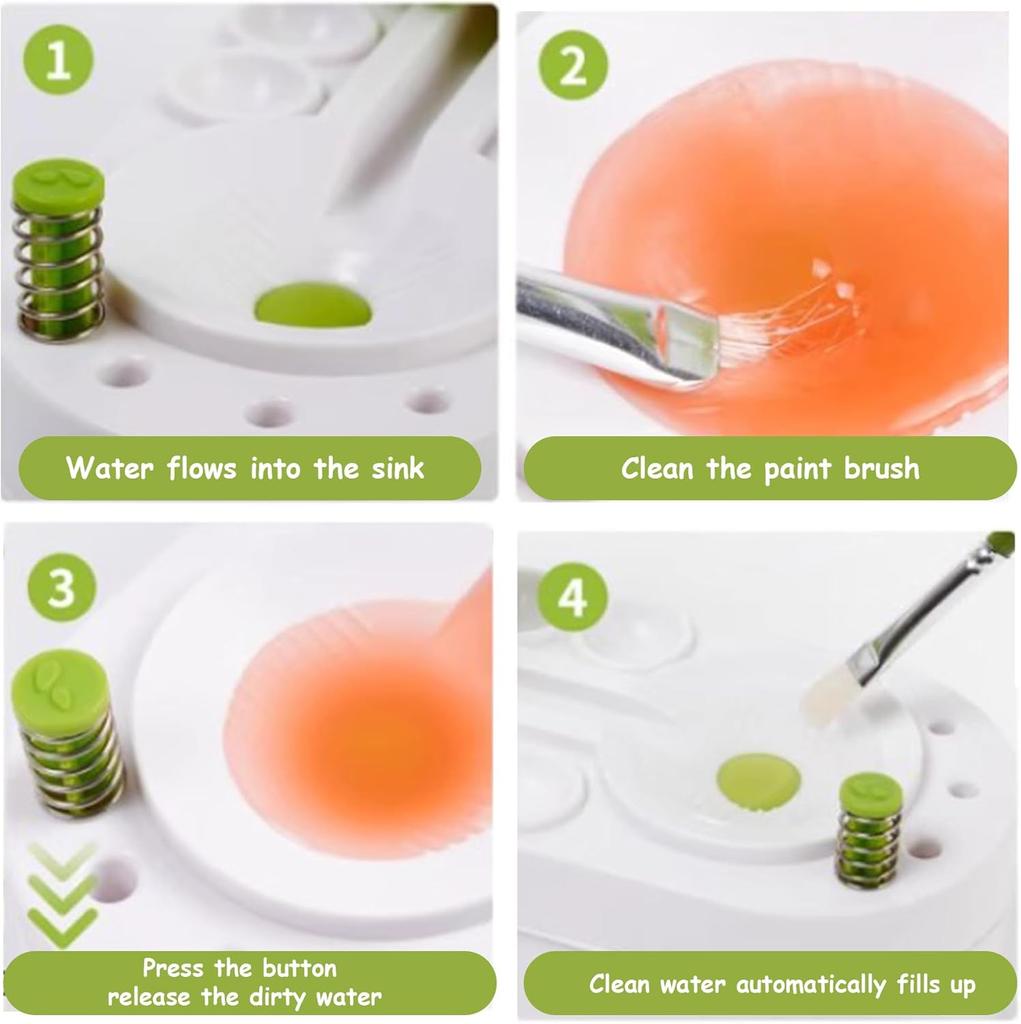 Paint Brush Cleaner Automatic Paintbrushes Rinser for Acrylic Watercolor Painting Water Dispenser with Pen Holder Large Capacity Fresh Cleaning