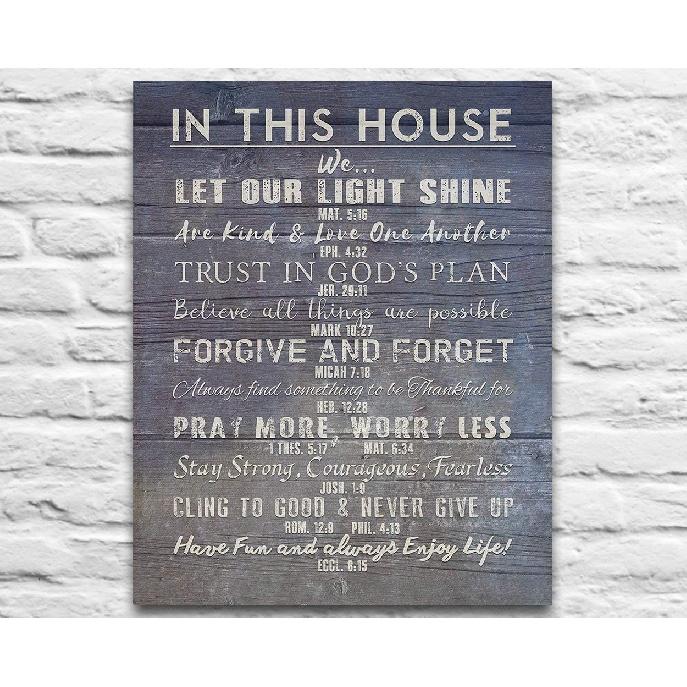 In This House Photo Print, Christian Bible Verse Family Rules Art, Scripture pirational Wall and Home Decor Poster, Unframed, Housewarming Gift, 8x10