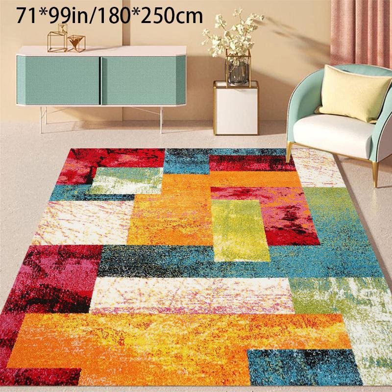 Extra Large Bohemian Geometric Area Rug Heavyweight Crystal Velvet with Non-Slip Dot Backing Machine Washable Soft Carpet