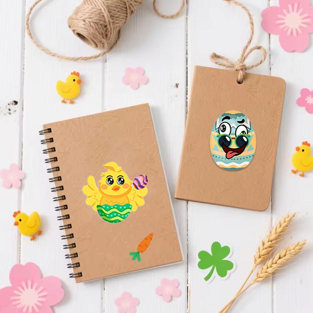 8PCS Easter Stickers for Kids Reusable Vinyl Waterproof Mix Match Bunny Ears Egg Patterns Creative Play DIY Crafts Educational