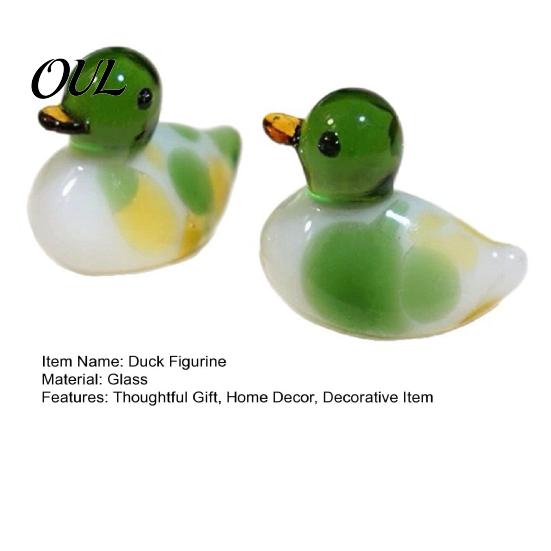 Glass Duck Figurine Green Head Figurine, Cute Mandarin Ornament for Car Healing Room Decoration Desk Decor, Miniature Animal Statue Home And