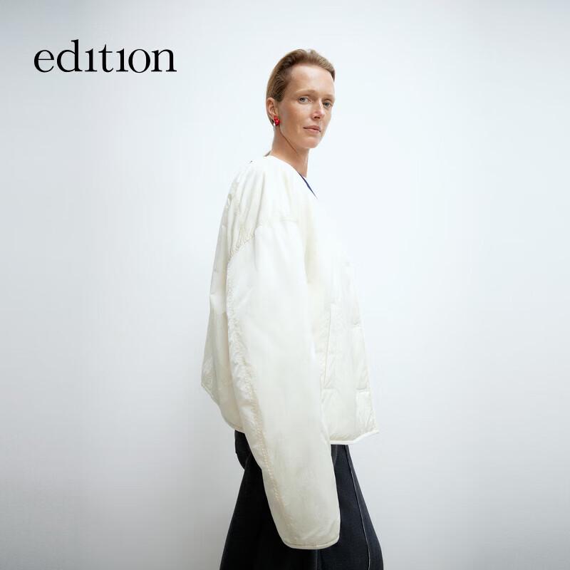 Женская укороченная куртка-кокон с V-образным вырезом и гусиным пухом