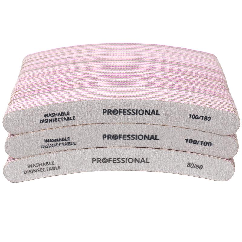 10 шт пилочка для ногтей 80/80 100/100 100/180 изогнутая пилочка для ногтей двухсторонняя пилочка для ногтей пилочки для ногтей моющиеся серые пилочки