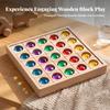 25 Pieces Wooden Blocks with Crystals Faceted Toy Rainbow Luminous Table,