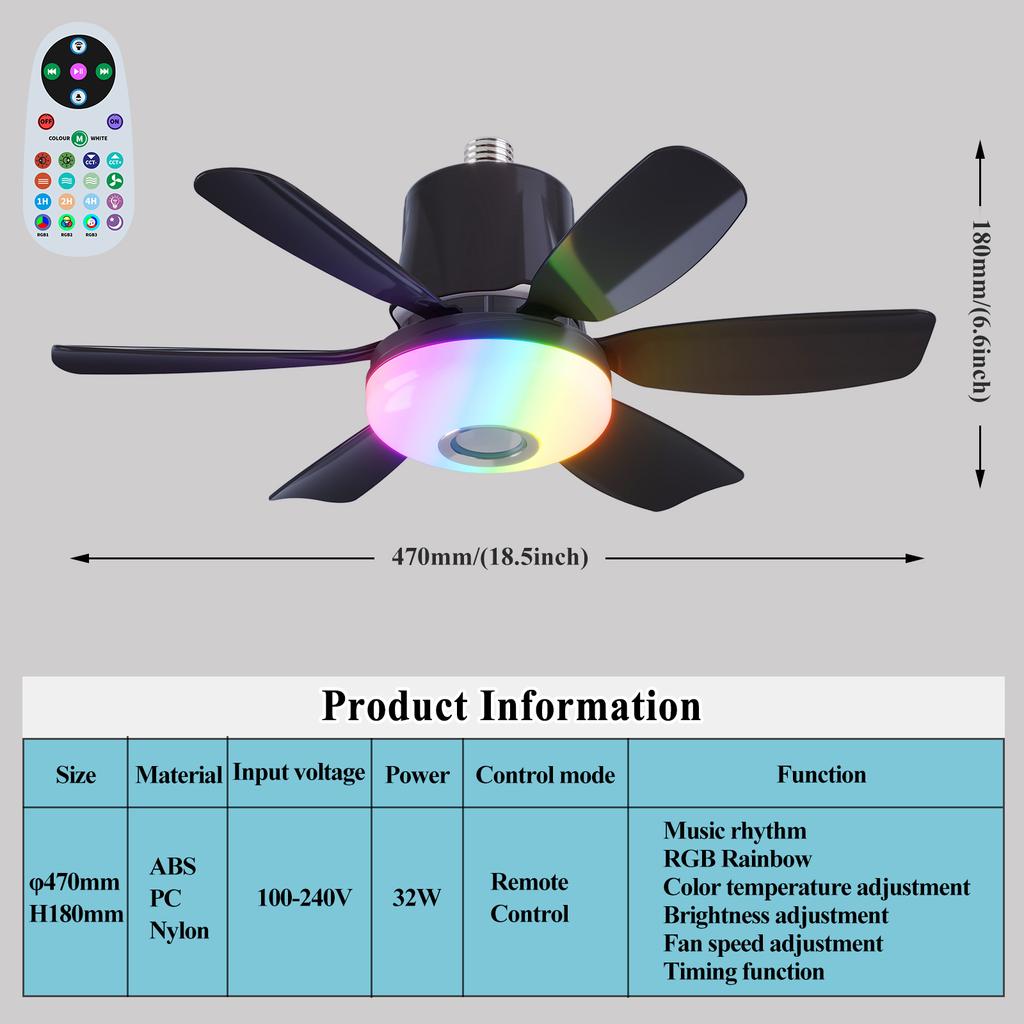 Patent RGB Phantom Rhythm Shading Regulation Decorative Modern Remote Control Bldc Best Music Smart Home Lights LED Ceiling Fans