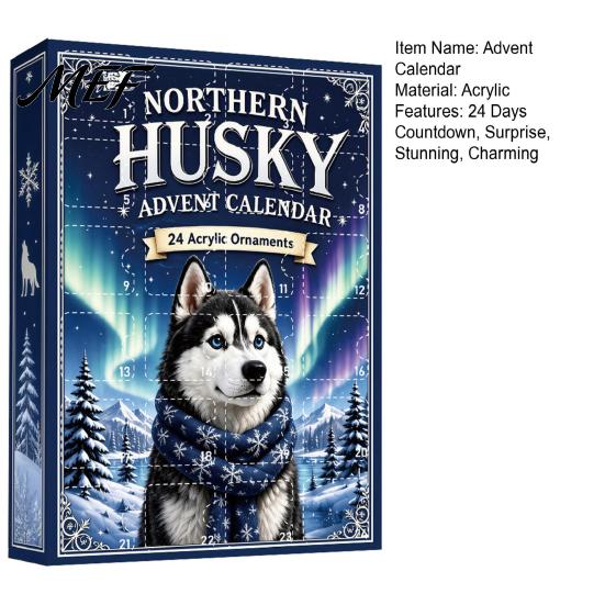Cute Pet Hanging Pendants 2026 Dog Christmas Advent Calendar, 24-Day Ornaments Countdown Calendar with 24 Pcs 2D Acrylic Figures for Lovers,