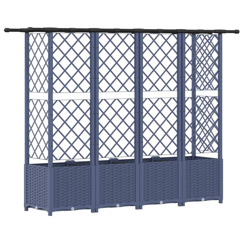 Raised Garden Bed with Trellis and Hanging Roof Gray 202 x 40 x 138 cm PP