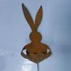 Easter Vintage Metal Rabbit Shaped Planter Garden Stake Rustic Bunny Silhouette Yard Decor with Patina Finish for Outdoor Garden Spring Flower Plants