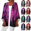 Women's Casual Fashion Caot Christmas Print Lightweight Medium Length Jacket Cardigan