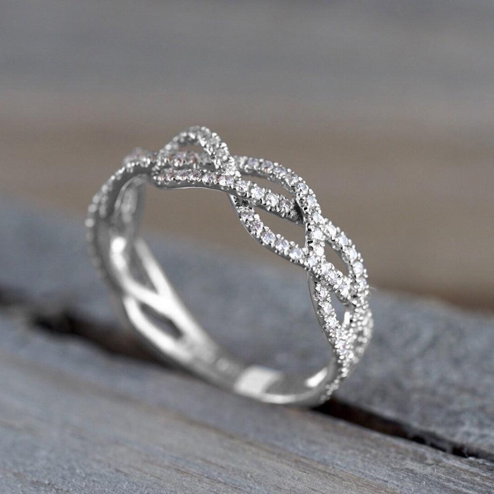 Помолвочное кольцо из меди с гальваническим покрытием и белым цирконием K-типа - популярные европейские и американские ювелирные изделия