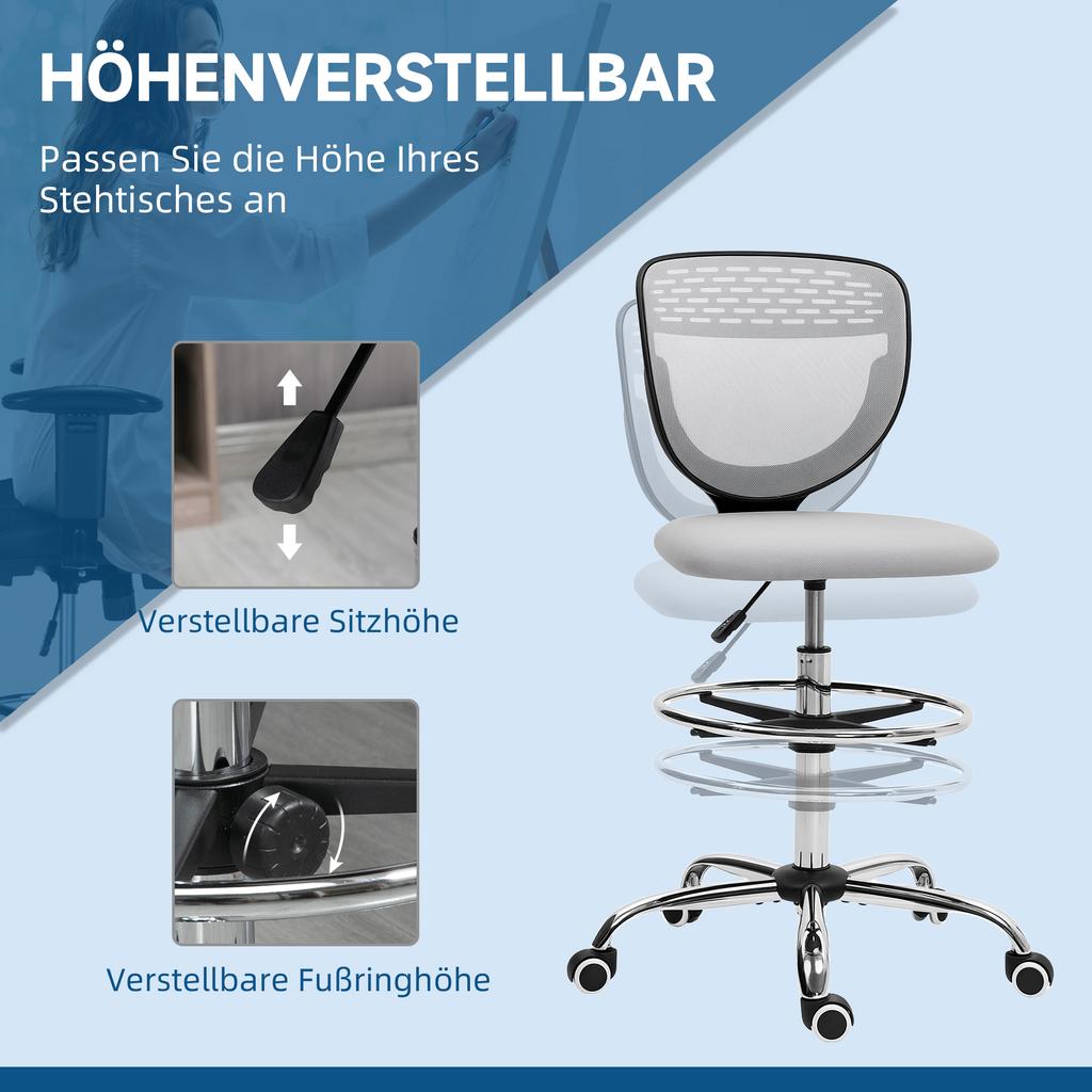 Office Chair Work Chair Desk Chair Height Adjustable Padded Light Gray