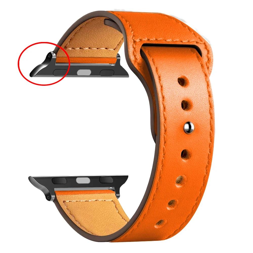 Кожаный ремешок для Apple watch band Ultra 49 мм 44 мм 40 мм 38 мм/42 мм спортивный браслет iWatch series 9 8 7 3 4 5 6 se 41 мм/45 мм
