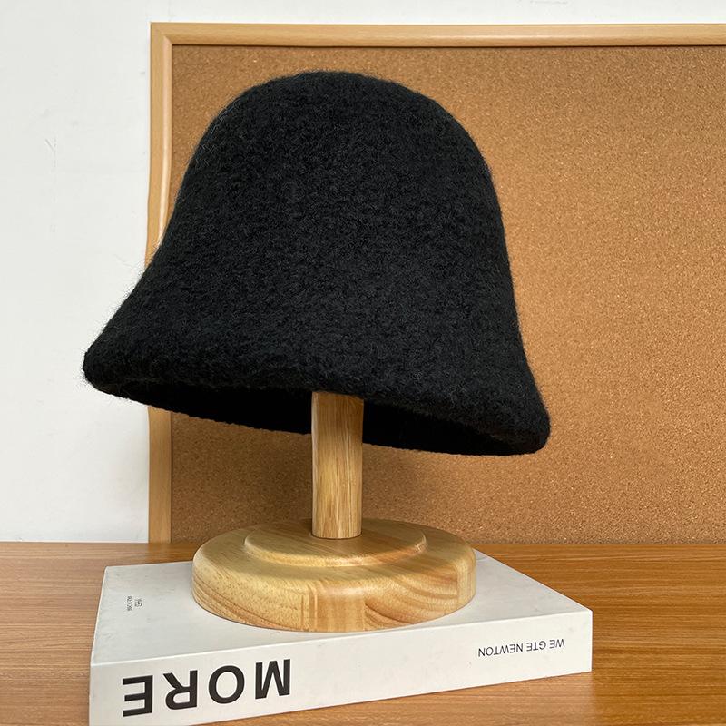 Bucket Hat Women's Autumn and Winter Light Luxury Style Versatile Bucket Hat Windproof Warmth Ear Protection Woolen Fisherman Hat