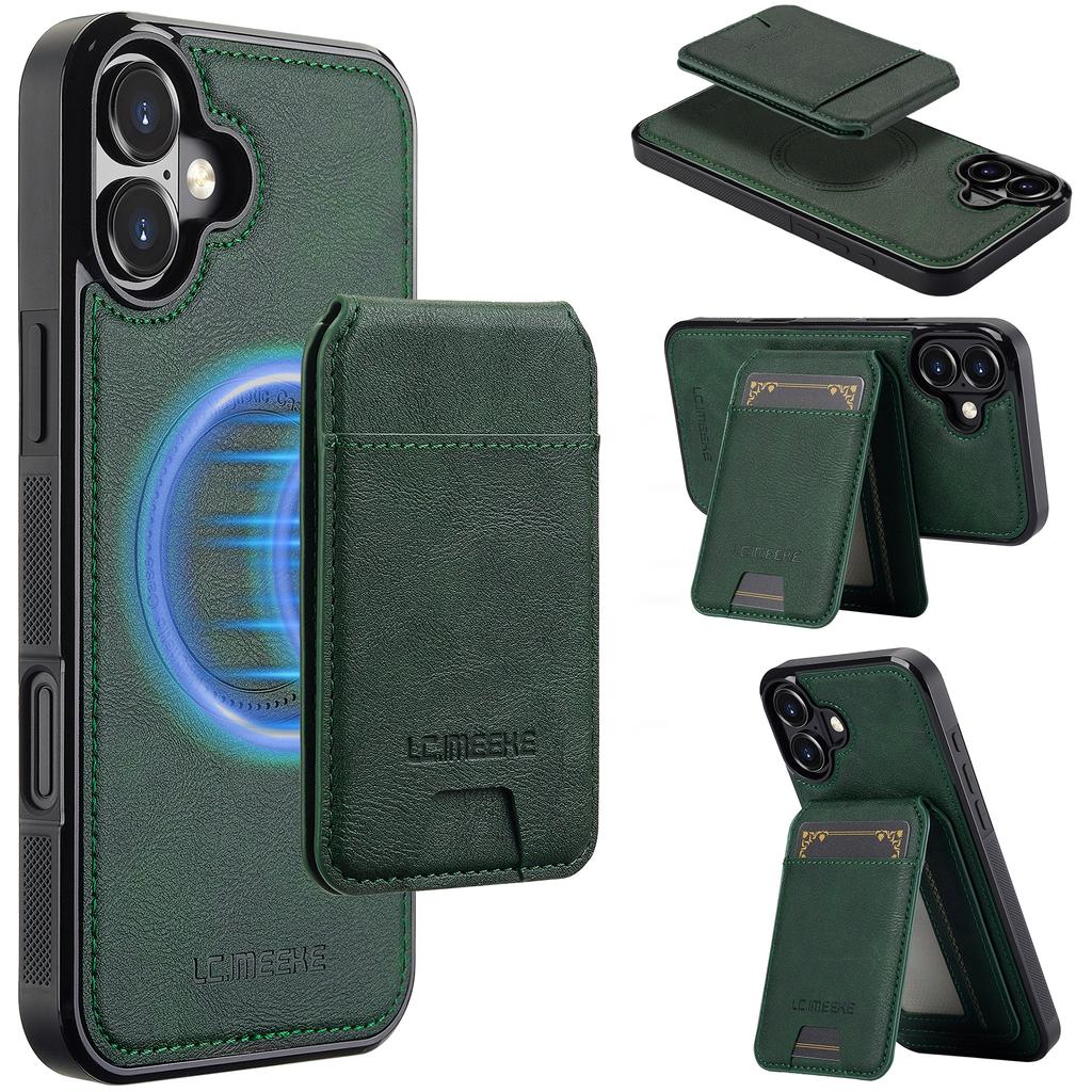 LC.IMEEKE L3 For iPhone 16 Magnetic Case Detachable Card Holder Leather+TPU Mobile Cover