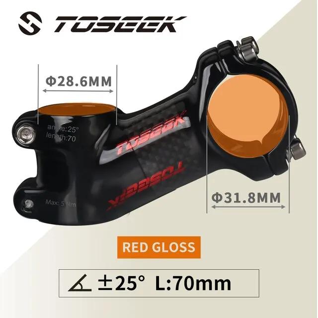 Toseek Stem MTB Carbon + Aluminum Mtb Handlebar Stem Bike Power 31 8mm Bicycle Handlebar Table 10 17 25 35 Degree Stem Bike Part