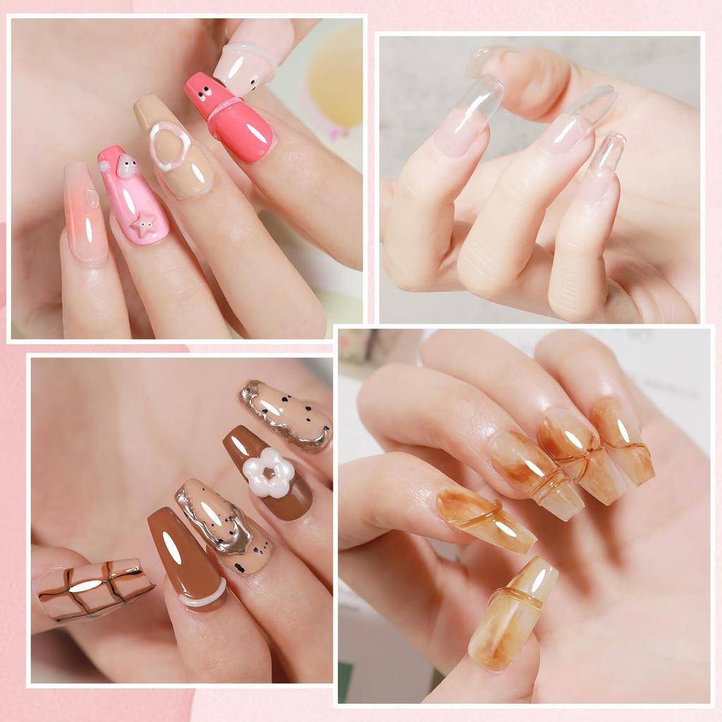 Emigoro Гель для наращивания ногтей Полигель Глина Гель 60г Фиксированные детали 3D детали 3D ногти Вязкость Ногти Совместимый с лампой для начинающих УФ/LED (Прозрачный полигель)