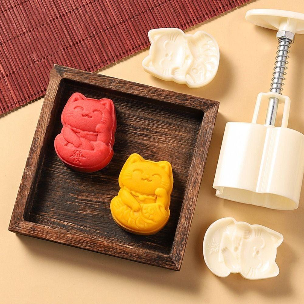 2 шт./набор тисненый штамп в форме счастливого кота форма для лунного пряника пластиковая форма для выпечки печенья форма для выпечки