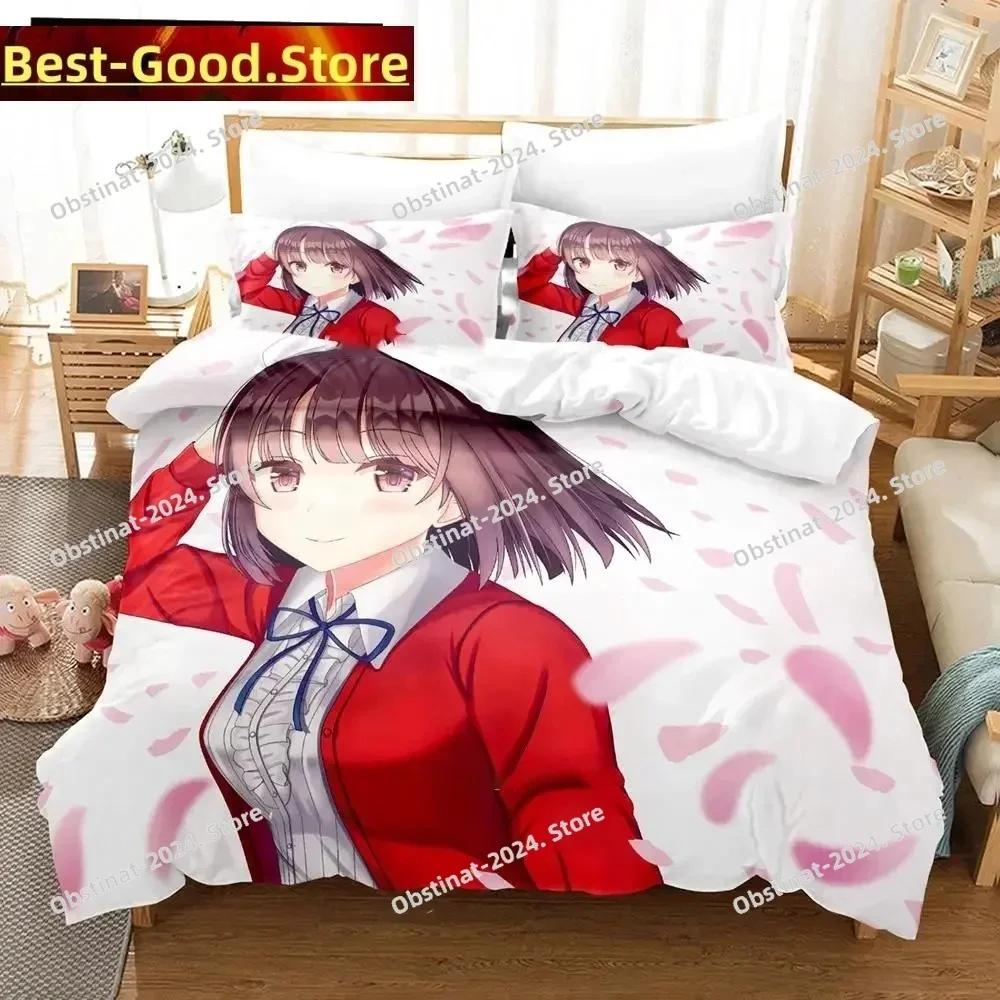 3D Печать Аниме Saekano Мегуми Като Комплект постельного белья Печатное одеяло Наволочка Односпальный Двуспальный Queen Super King Размеры Комплекты